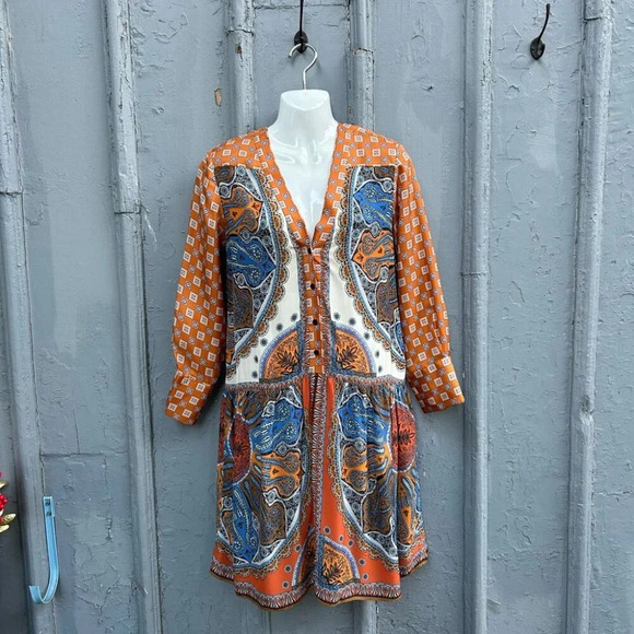 Sandro Paris Paisley Scarf Dress, size 34 - Picture 3 of 12